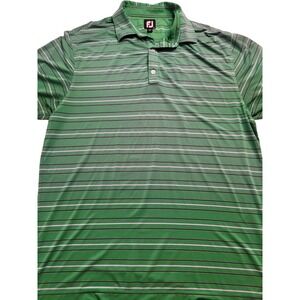 FootJoy Men's Large Green Polo Striped Short Sleeve Golf FJ‎ Stretch
